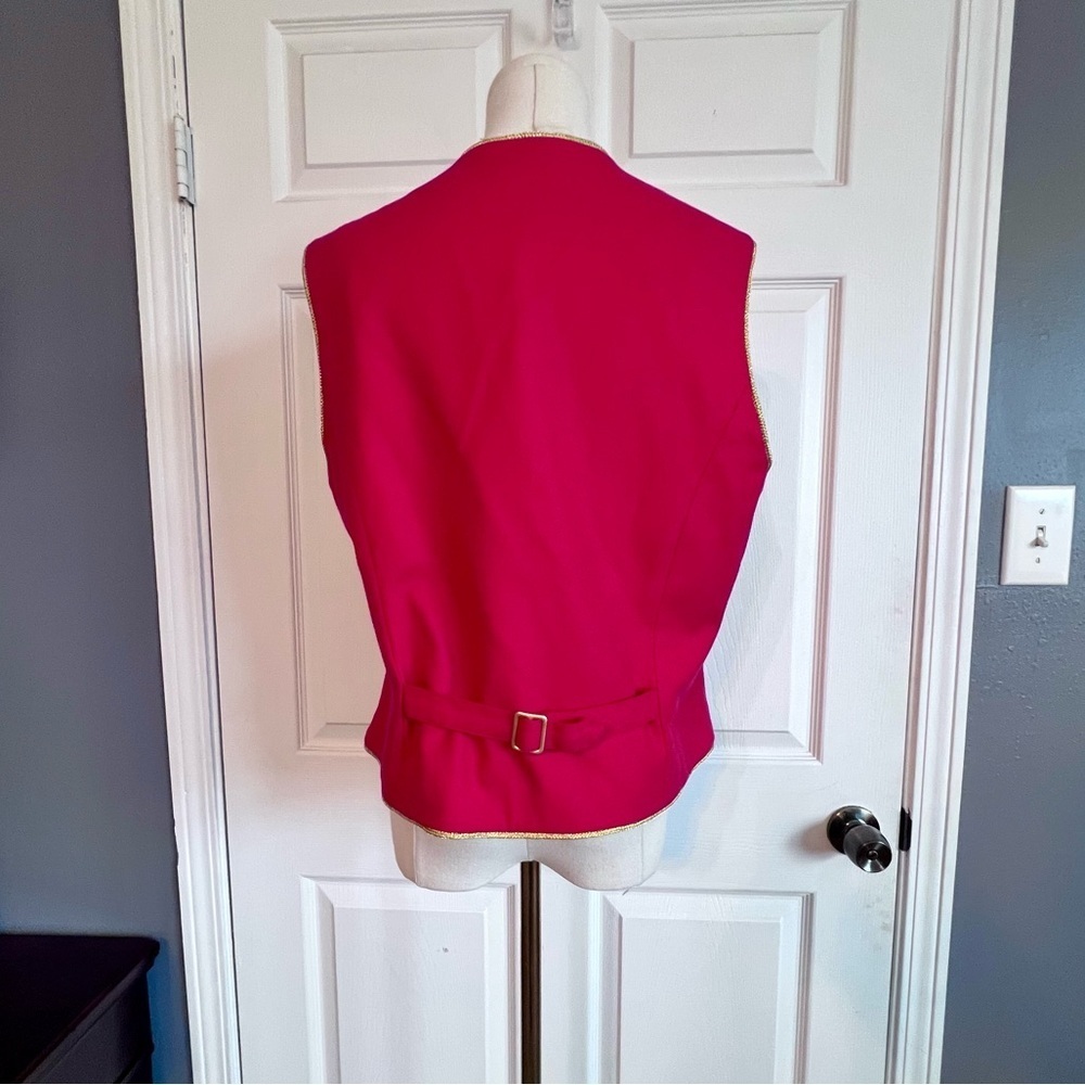 Jenna VTG 100% Wool Embroidered‎ Appliqué Christmas Ornament Button Vest Red L - Picture 5 of 16
